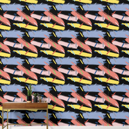 Papier Peint Rose jaune bleu Abstrait