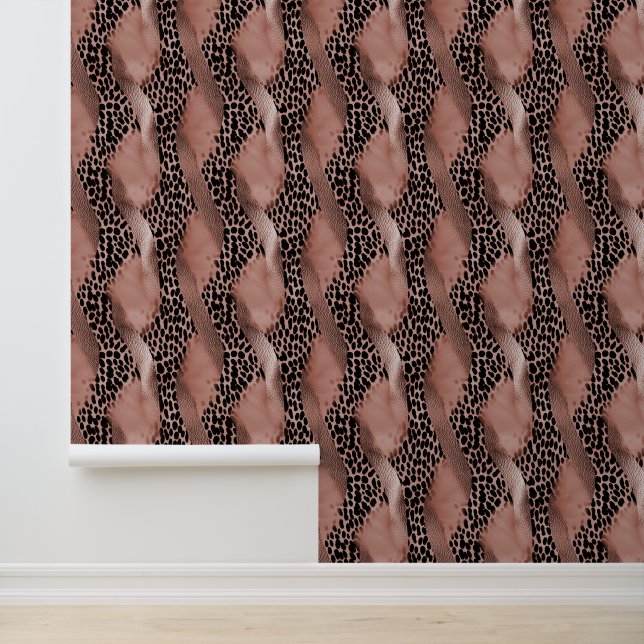 Papier Peint Rose noir léopard d'or animal (Application)