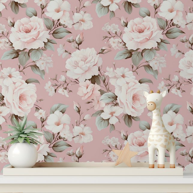 Papier Peint Rose rose Floral Shabby Chic Motif (Créateur téléchargé)