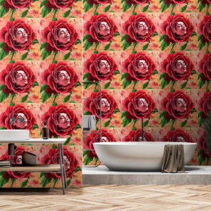 Papier Peint Rose rouge femme peinture artistique