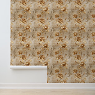 Papier Peint Roses Cream Gold