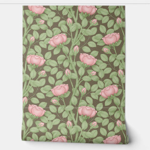 Papier Peint Roses roses sur brun