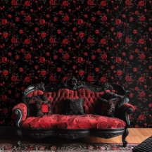 Roses rouges profondes gothiques sur fond noir