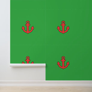 Papier Peint Rouge Ancre Enfants Vert nautique