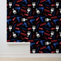 Rouge Blanc Bleu Noir Outil de cheveux Motif de sa