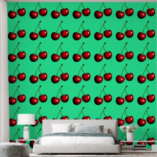 Papier Peint Rouge Cerises Couleur personnalisée Vert