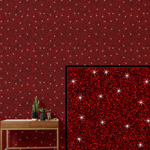 Papier Peint Rouge foncé avec étoiles étincelantes