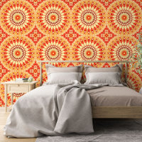 Rouge Jaune Orange Summer Sun Mandala Motif