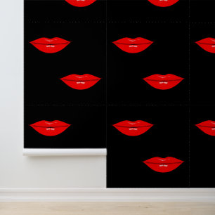 Papier Peint Rouge Lèvres brillantes Couleur personnalisée Noir