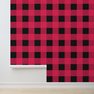 Papier Peint Rouge Noir Buffalo Carreaux Vichy Motif Rustique