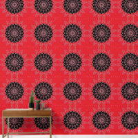 Rouge noir Mandala Abstrait Floral