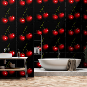 Papier Peint Rouge Sweet Cerises Couleur personnalisée Noir