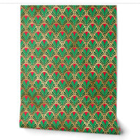 Rouge Vert Or Art Déco Élégant Autocollant
