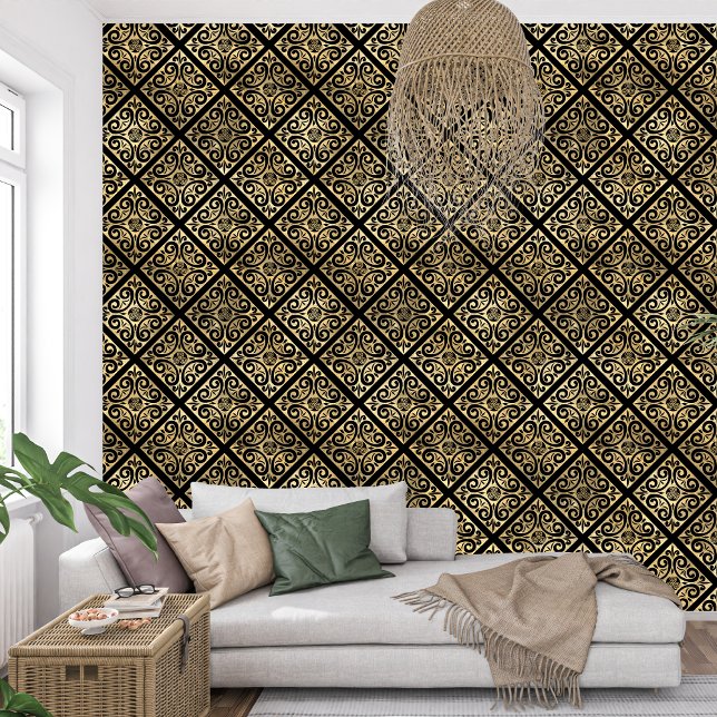 Papier peint royal noir et or (royal french black and gold wallpaper)