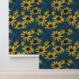 Papier Peint Rudbekia jaune sur la marine