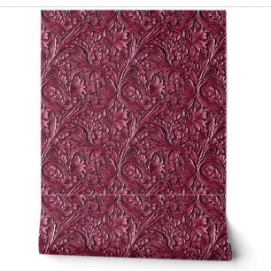 Papier Peint Rustique Bordeaux en cuir à outils