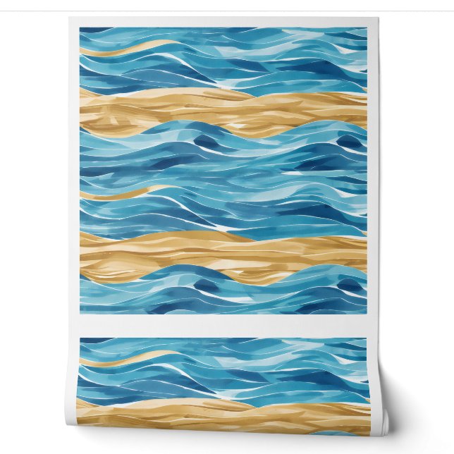 Papier Peint Sable et mer Carrelé Décor Océan (Déroulement)