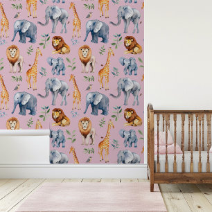 Papier Peint Safari Animaux Nursery Chambre pour enfants