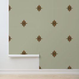 Papier Peint Sage Green Boho Earthy Vibes - Small Diamonds