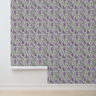 Papier Peint Sage romantique français et motif floral lilas