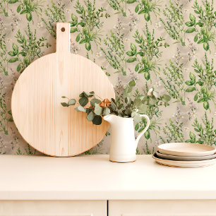 Papier Peint Sage Vert Herbes Sauvages Cuisine