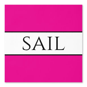 Papier Peint SAIL Nautique rose vif noir rayures blanches