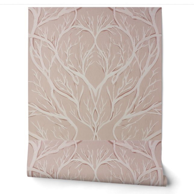 Papier Peint Sanftes Botanisches Baumdesign – Minimalistische N (Déroulement)