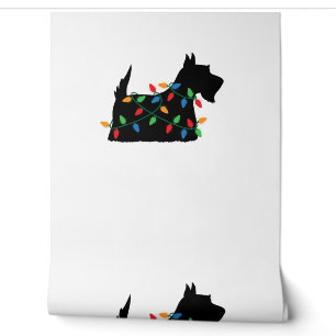 Papier Peint Scottish Terrier Scottie Chien Noël Lumières Cadea
