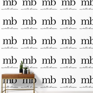 Papier Peint Script moderne noir blanc tendance Monogramme init
