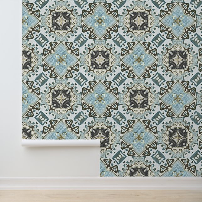 Papier Peint Seafoam Green Turquoise Turquoise Tribe Bohème Art (Application)