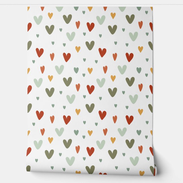 Papier Peint Seamless pattern colorful pastel hearts (Déroulement)
