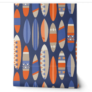 Papier Peint Secret Beach Hawaiian Surfboards - Navy et Orange