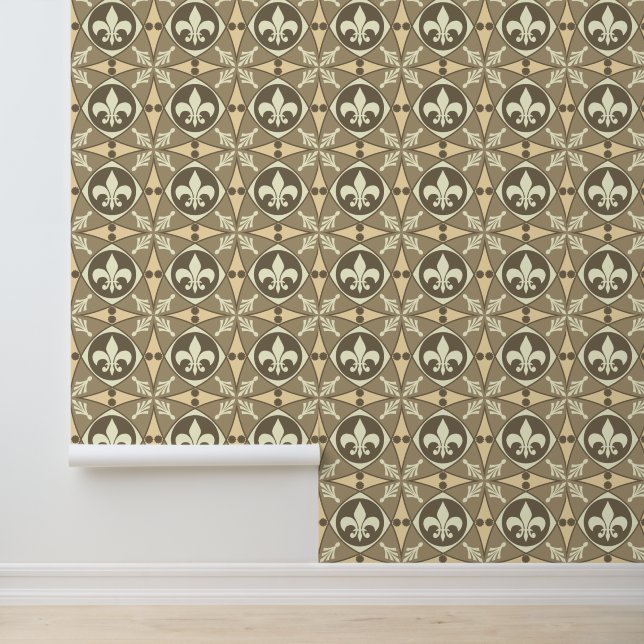 Papier Peint Sepia Art Nouveau Fleur de Lis (Application)