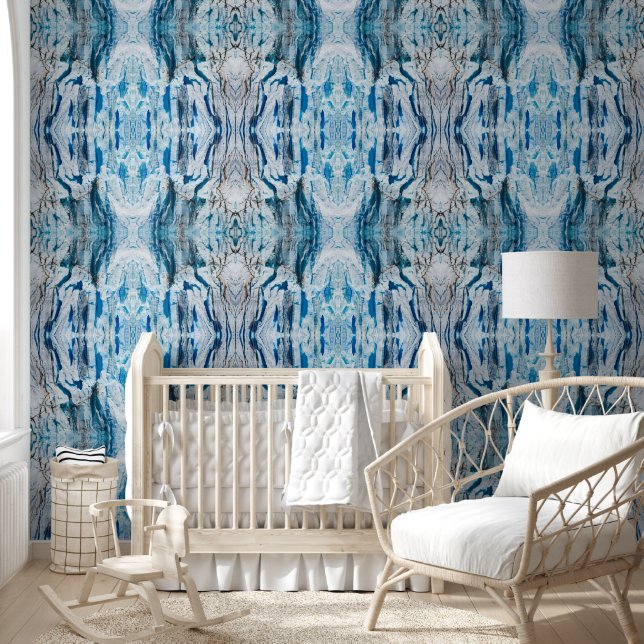 Papier Peint Serene symmetric ice blue L-size abstract pattern (Enfants)