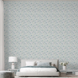 Papier Peint Sérénité Teal & Feuilles de Sage