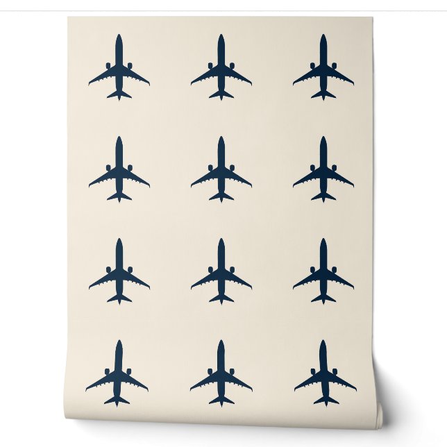 Papier Peint Silhouette de l'avion en RAL 900 blanc (Déroulement)