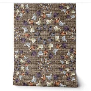 Papier Peint Silkie Bantam Poulets Burlap Ferme Mandala