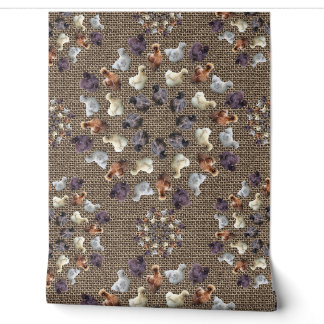 Papier Peint Silkie Bantam Poulets Burlap Ferme Mandala