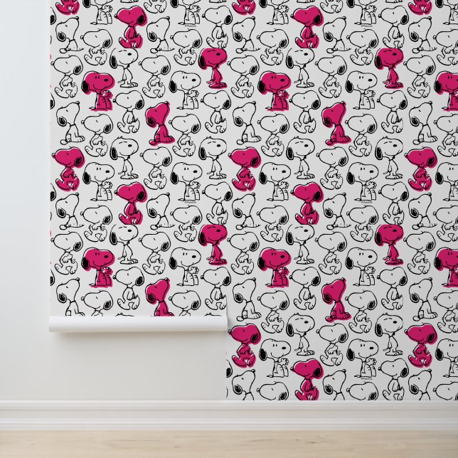 Papier Peint Snoopy Black & Magenta Motif (Application)