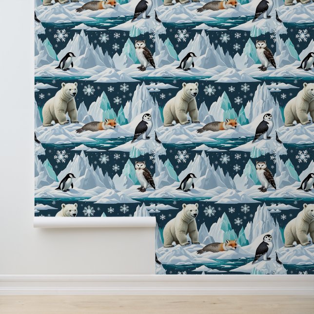 Papier Peint Snowy Adventure Polar Animal Peel and Stick (Application)