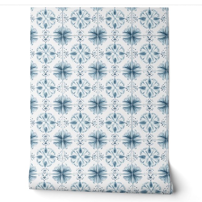 Papier Peint Soft Turquoise Blossom Medley Petite - Turquoise,  (Déroulement)