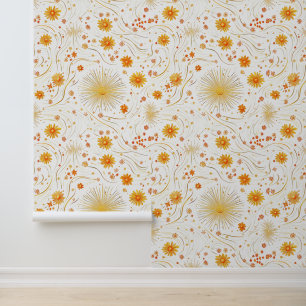 Papier Peint Soleil doré et rayons - avec étoile Abstraite