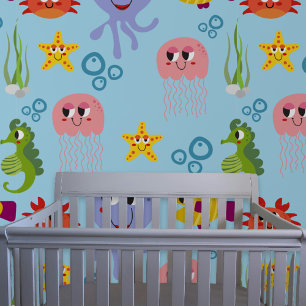 Papier Peint Sous La Mer Whimsical Cute Cartoon Créatures