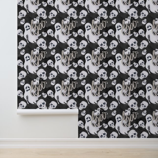 Papier Peint Squelettes des fantômes d'Halloween éffrayant (Application)