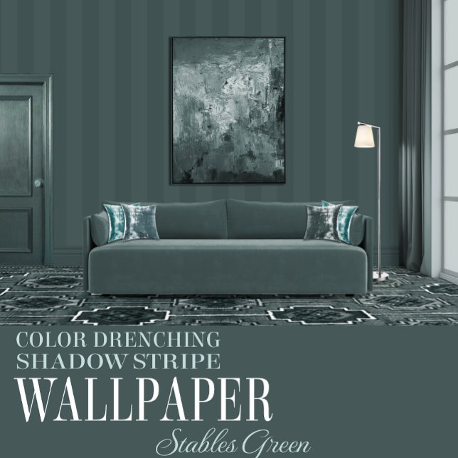Papier Peint Stables Green Six Inch Shadow Stripe (Créateur téléchargé)