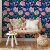 Starry Blooms : Peonies roses sur Midnight Blue