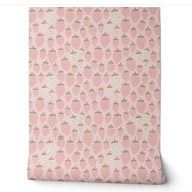 Papier Peint Strawberry Pink Girly  (Déroulement)