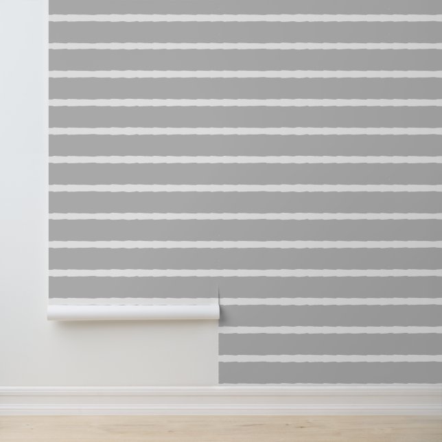 Papier Peint Stripes Inégale Simple Minimaliste Moderne Gris Bl (Application)