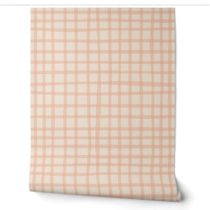 Papier Peint Stripes roses simples En vichy Bâton Peel