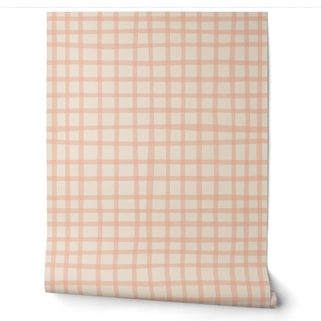 Papier Peint Stripes roses simples En vichy Bâton Peel (Déroulement)